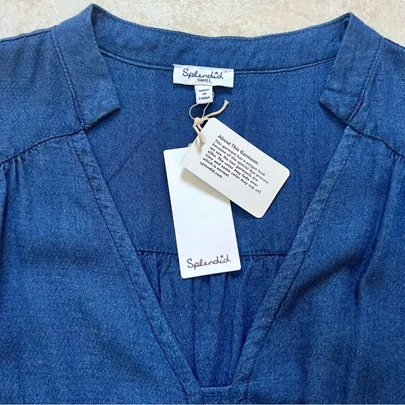 NWT Splendid Willow Tie-Waist Dark Wash Dress - Picture 9 of 13